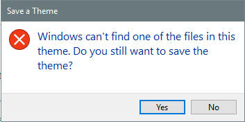 save a theme windows error